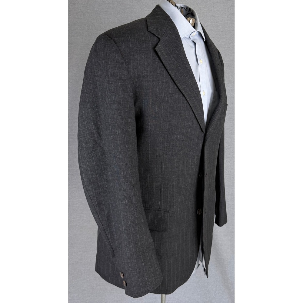 Brooks Brothers Mens Pure Wool Pinstripe 3 Button Blazer Sport Coat Charcoal